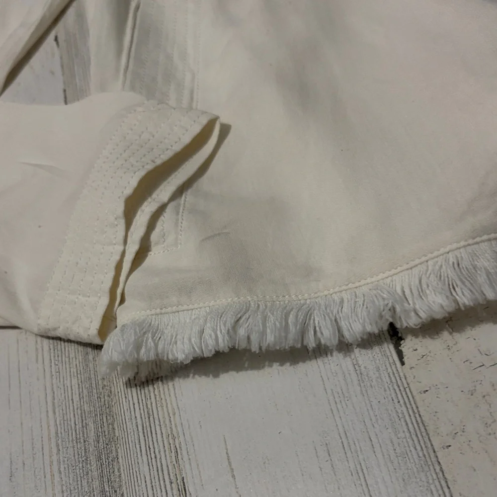 GO BY GO SILK Cream Frayed Jacket Size Small